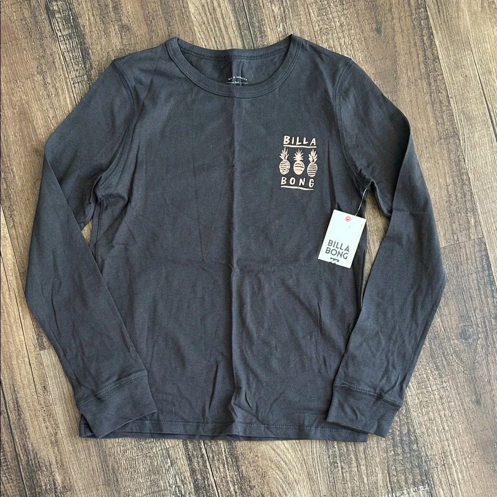 Billabong Kids Charcoal Long Sleeve Tee with Pineapple Print